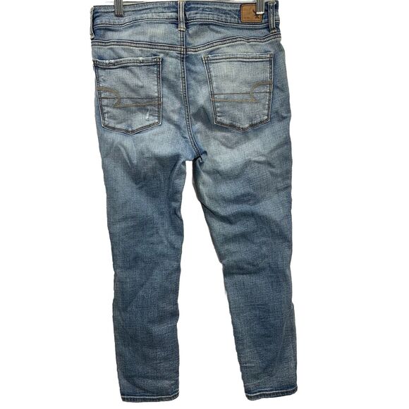 American Eagle High-Rise Jegging Crop Súper Stretch Distressed Jeans Size 8 - Picture 5 of 7